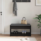 Flurbank mit Kissen mit Regal Schwarze Eiche 83 x 38 x 45 cm