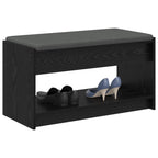 Flurbank mit Kissen mit Regal Schwarze Eiche 83 x 38 x 45 cm