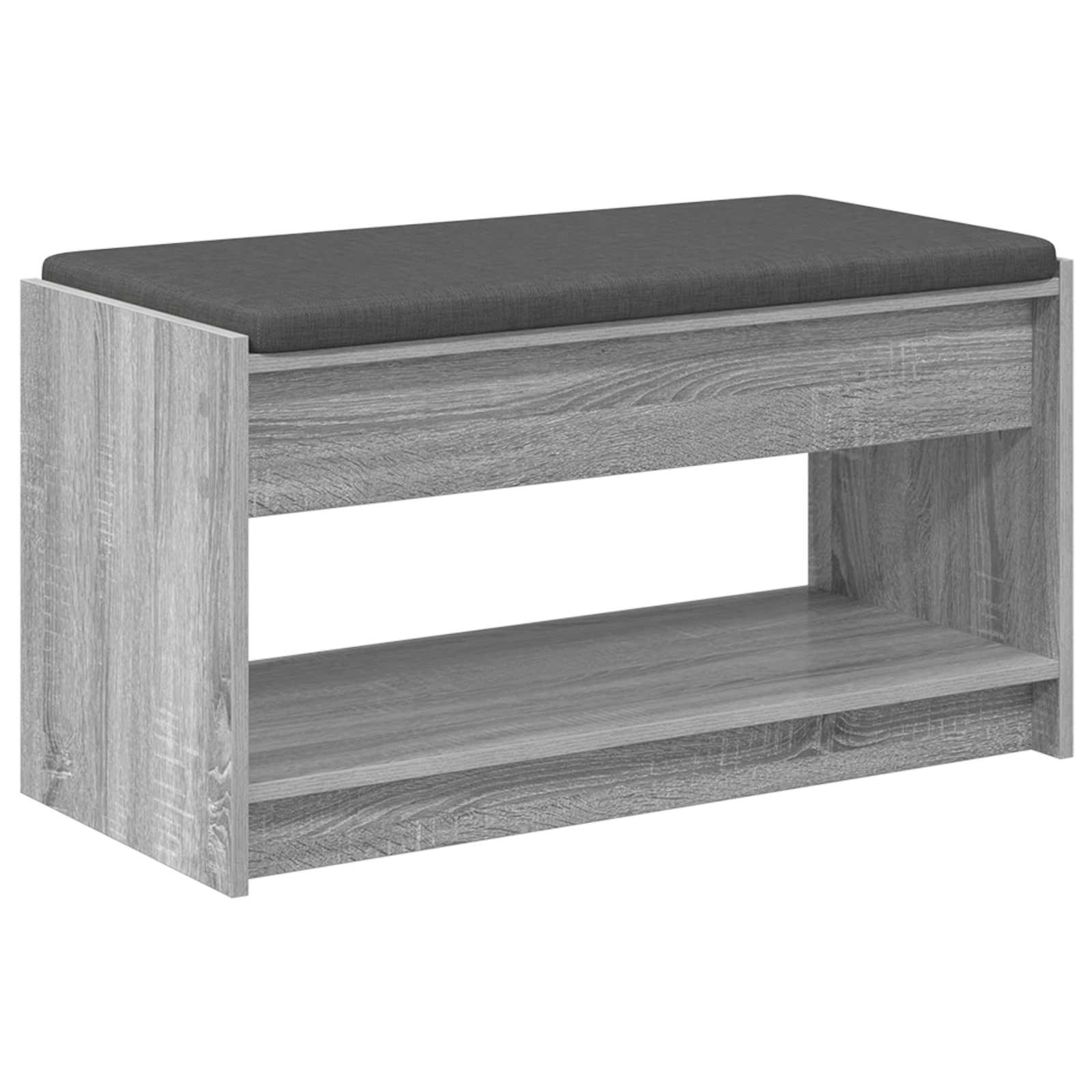 Flurbank mit Kissen mit Regal Graues Sonoma 83 x 38 x 45 cm
