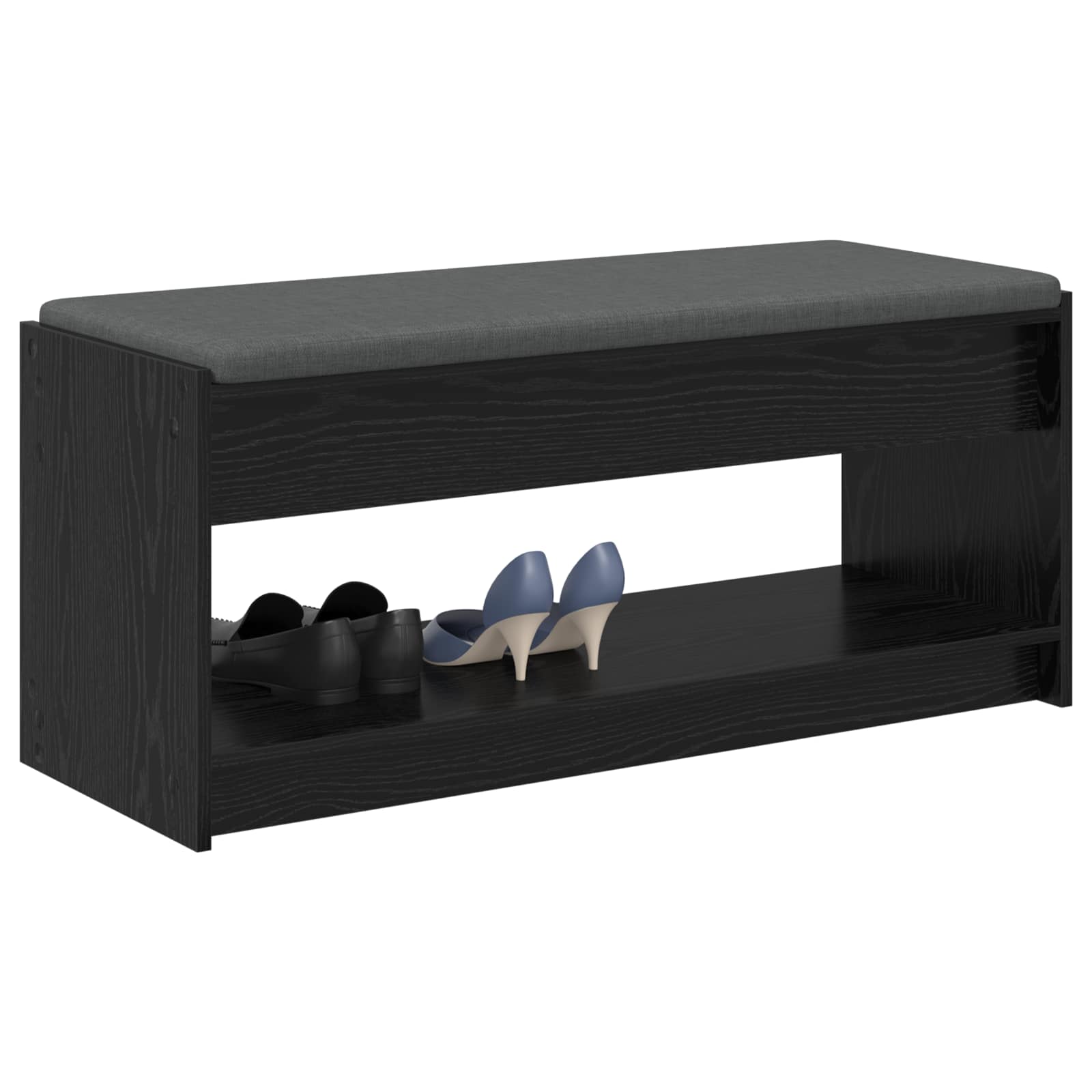 Flurbank mit Kissen mit Regal Schwarze Eiche 103 x 38 x 45 cm