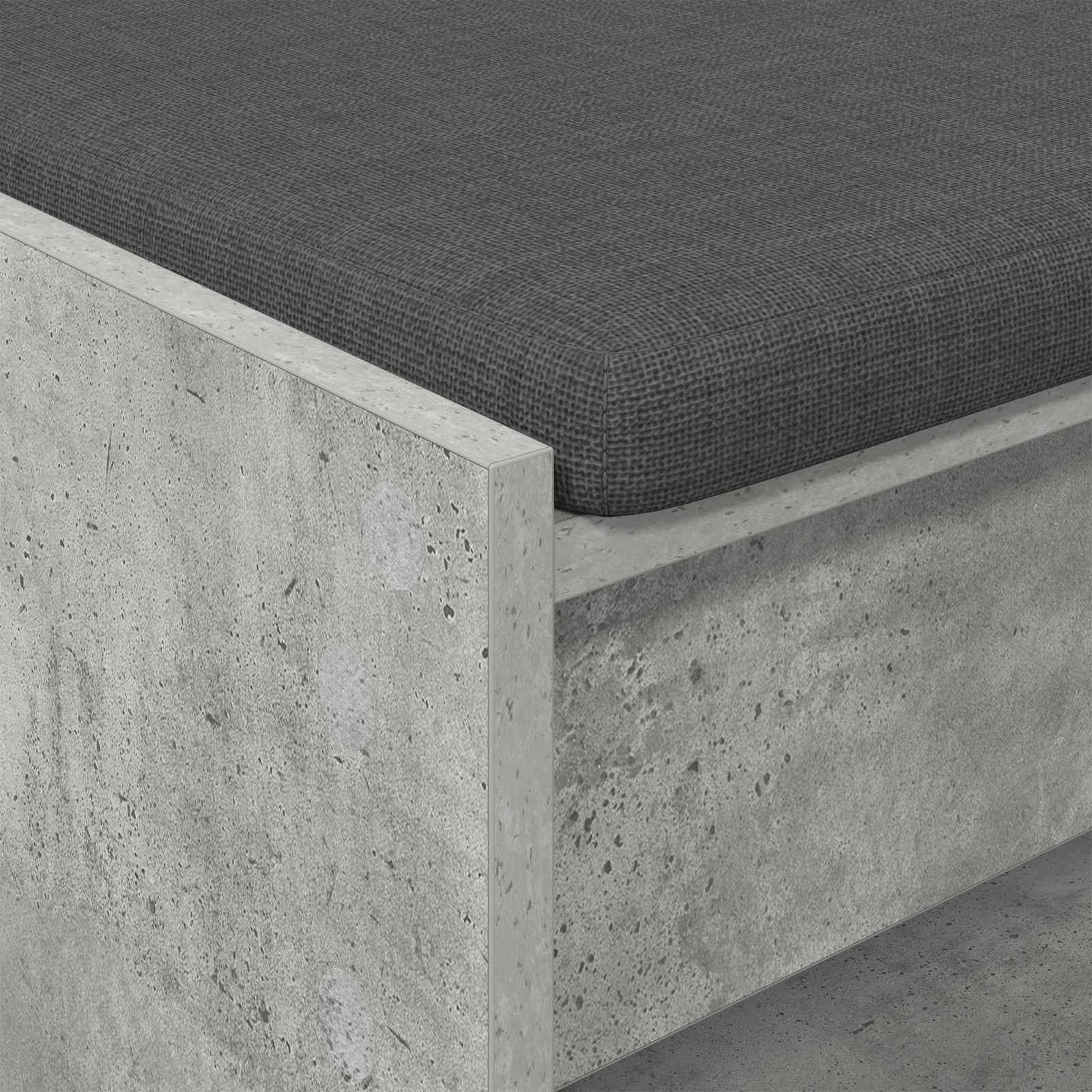 Flurbank mit Kissen mit Regal Betongrau 103 x 38 x 45 cm