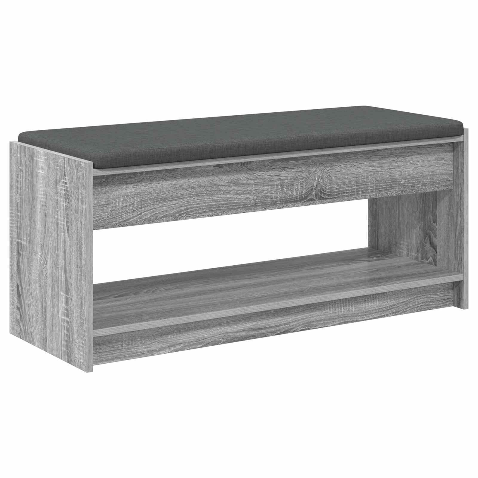 Flurbank mit Kissen mit Regal Graues Sonoma 103 x 38 x 45 cm