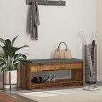 Flurbank mit Kissen mit Regal Altholz 103 x 38 x 45 cm
