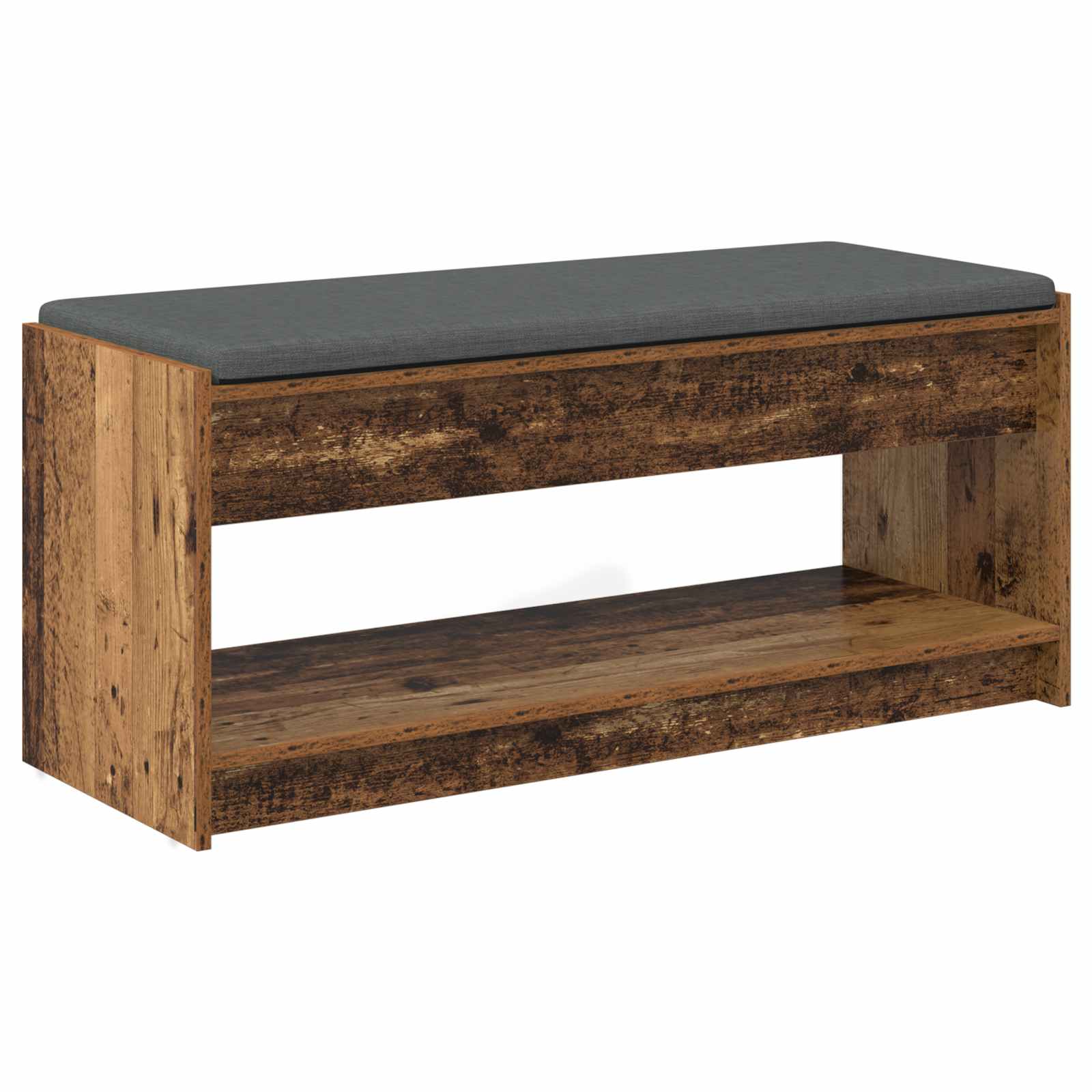Flurbank mit Kissen mit Regal Altholz 103 x 38 x 45 cm