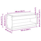 Flurbank mit Kissen mit Regal Artisan-Eiche 103 x 38 x 45 cm