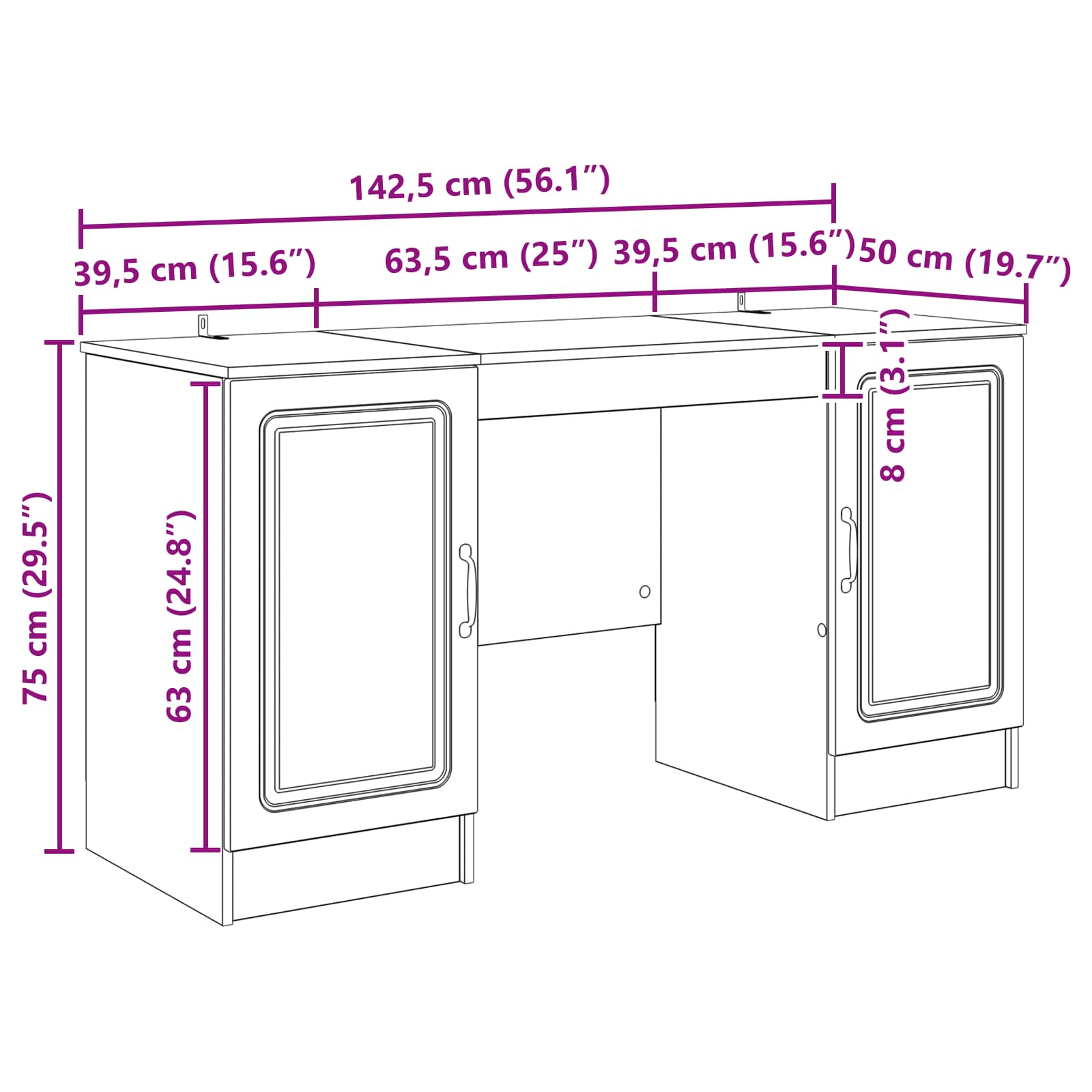 Schreibtisch mit Regal Altholz 142,5 x 50 x 75 cm Holzwerkstoff