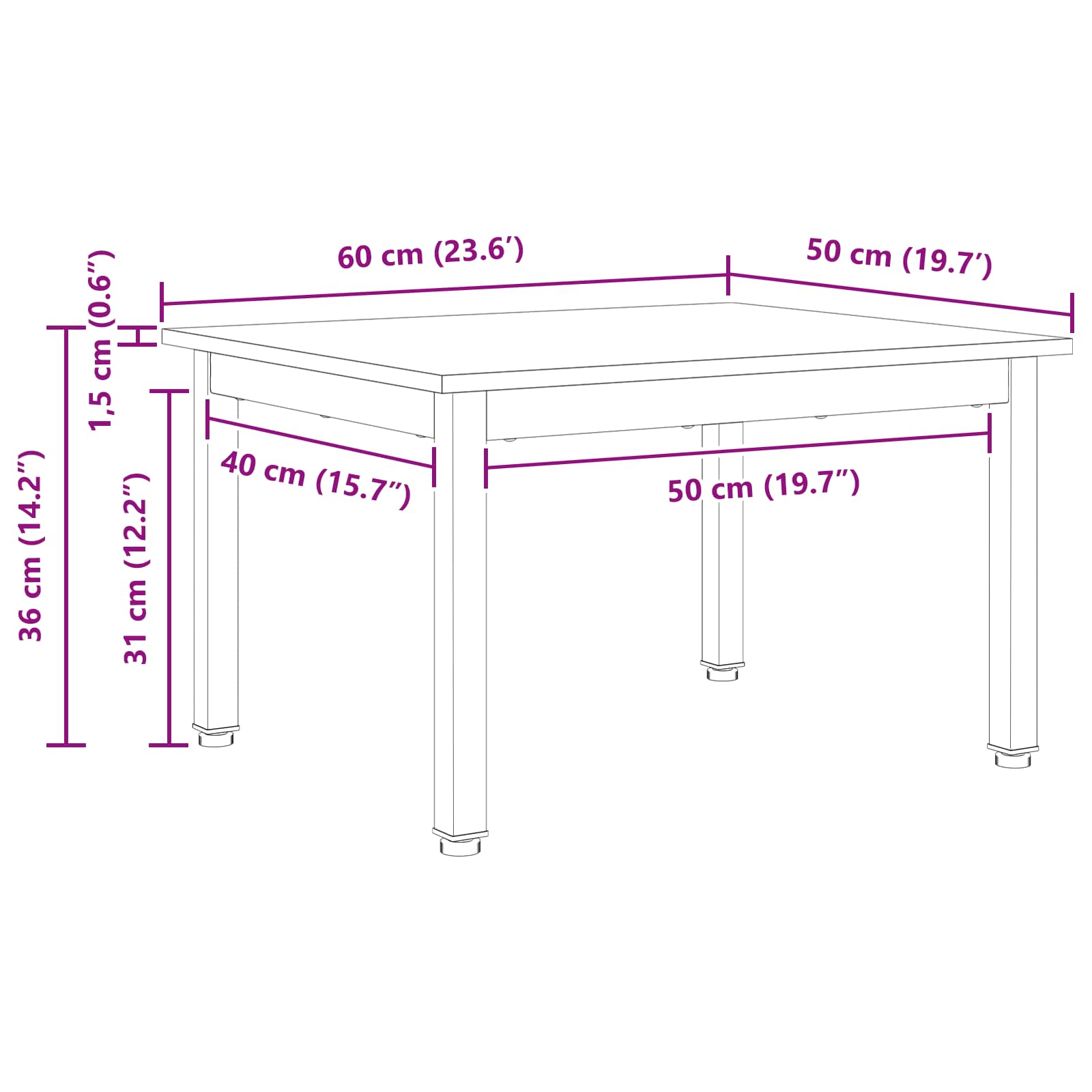Couchtisch Natur 60 x 50 x 36 cm Massives Kiefernholz