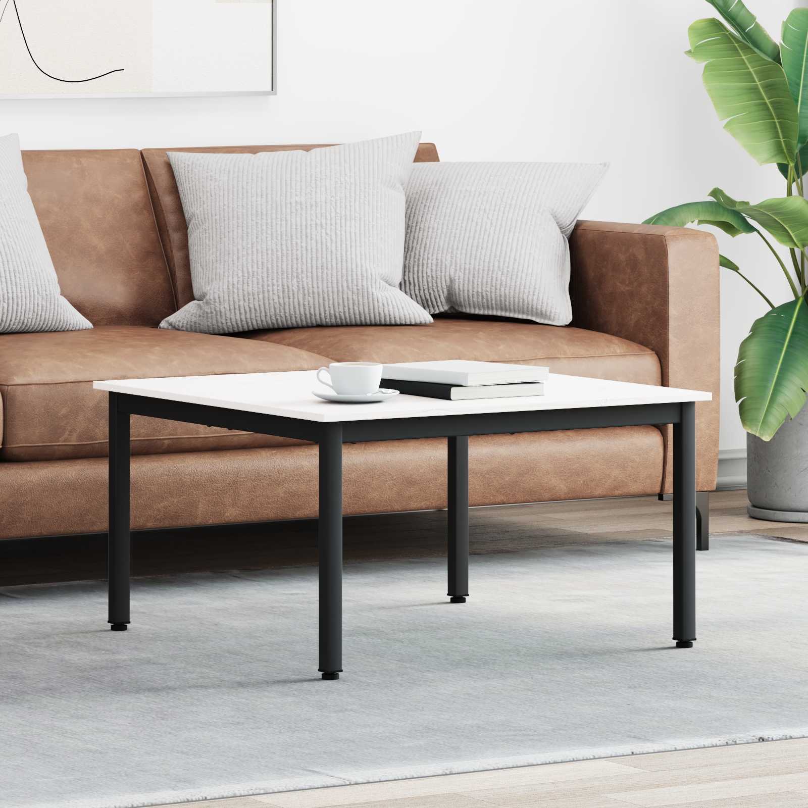 Couchtisch Weiß 80 x 80 x 45 cm Massives Kiefernholz