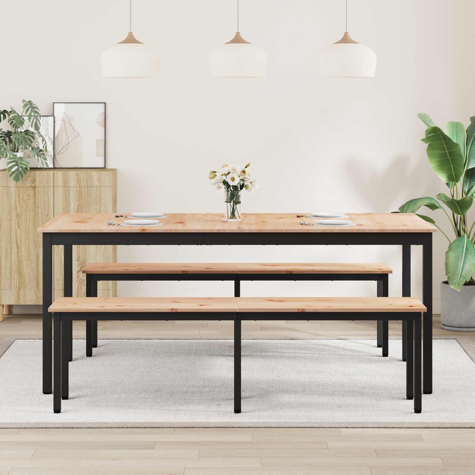 Esstisch Natur 180 x 90 x 75 cm Massives Kiefernholz