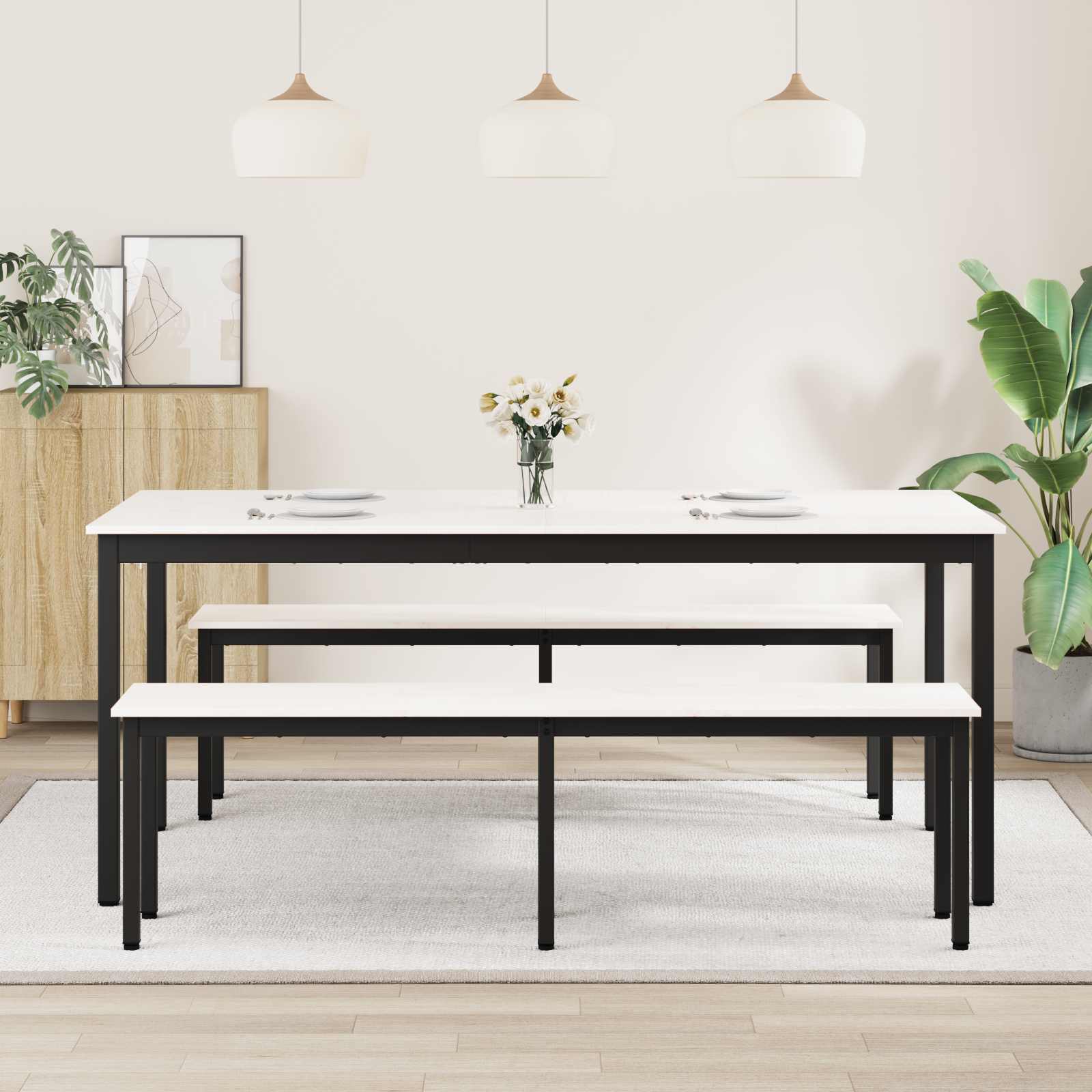 Esstisch Weiß 180 x 90 x 75 cm Massives Kiefernholz