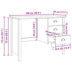 Schreibtisch mit Schubladen HILL Weiß 100 x 45 x 74 cm