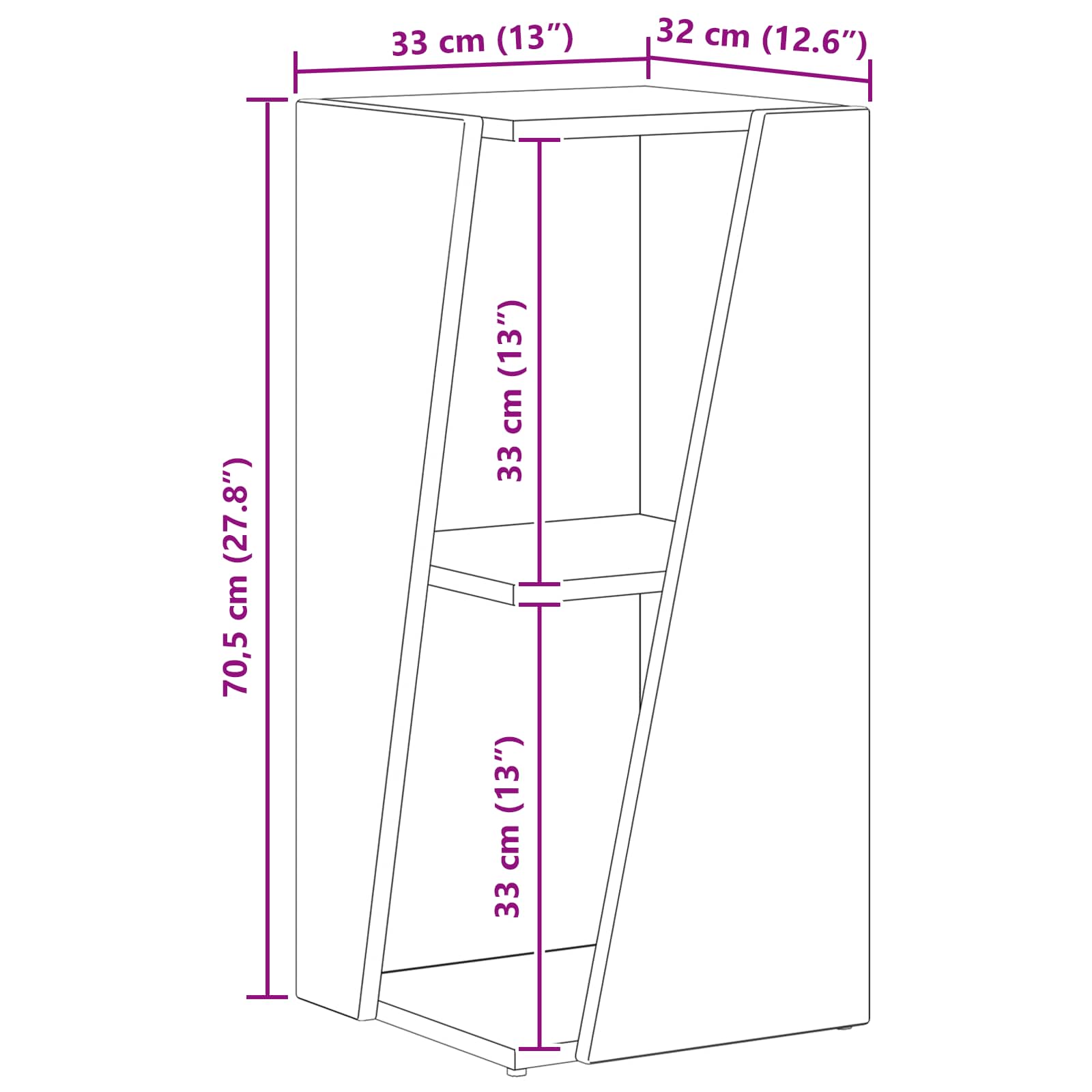 Seitenregal Sonoma-Eiche 33 x 32 x 70,5 cm Holzwerkstoff