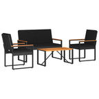 Gartenmöbel Set mit Kissen 4 pcs Schwarz Poly-Rattan