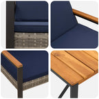 Gartenmöbel Set 4 pcs Grau und Marineblau Poly-Rattan