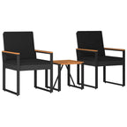 Gartenmöbel Set mit Kissen 3 pcs Schwarz Poly-Rattan