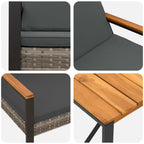Gartenmöbel Set 3 pcs Grau und Dunkelgrau Poly-Rattan