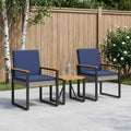 Gartenmöbel Set 3 pcs Grau und Marineblau Poly-Rattan