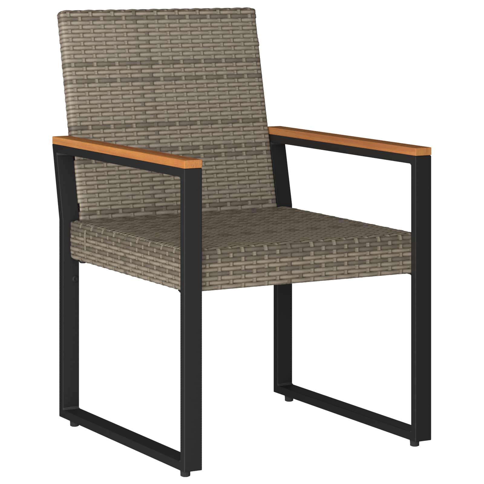 Gartenmöbel Set 3 pcs Grau und Marineblau Poly-Rattan