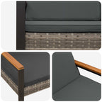 Bank Outdoor Grau und Dunkelgrau 107 x 61 x 80 cm Poly-Rattan