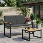 Bank Outdoor Grau und Dunkelgrau 107 x 61 x 80 cm Poly-Rattan
