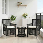 Gartenstuhl mit Kissen 2 pcs Schwarz und Creme Poly-Rattan