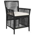 Gartenstuhl mit Kissen 2 pcs Schwarz und Creme Poly-Rattan