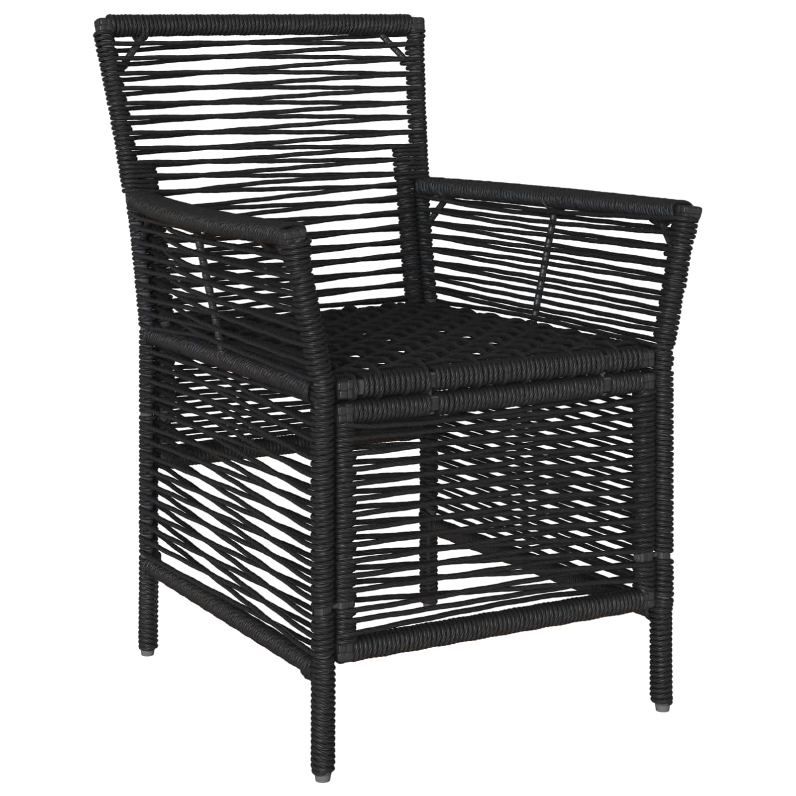Gartenstuhl mit Kissen 2 pcs Schwarz und Creme Poly-Rattan