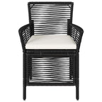 Gartenstuhl mit Kissen 2 pcs Schwarz und Creme Poly-Rattan