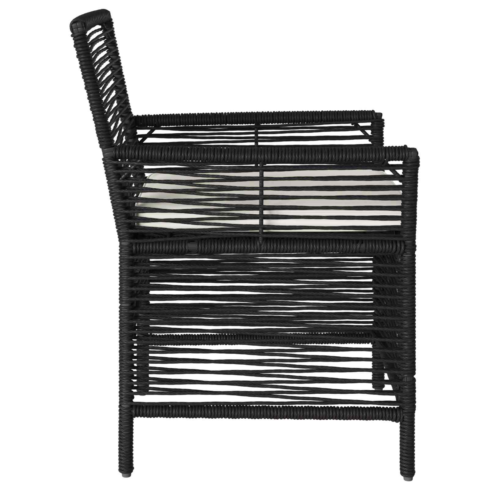 Gartenstuhl mit Kissen 2 pcs Schwarz und Creme Poly-Rattan