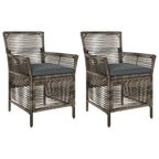 Gartenstuhl mit Kissen 2 pcs Grau und Dunkelgrau Poly-Rattan