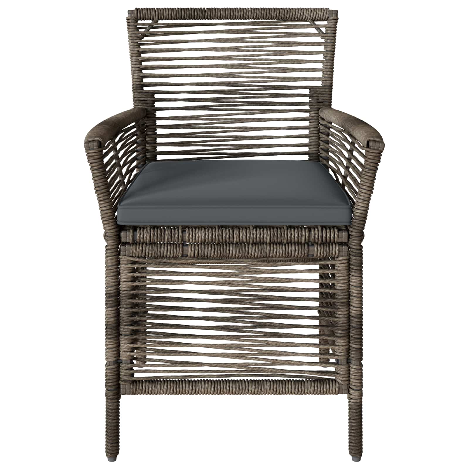 Gartenstuhl mit Kissen 2 pcs Grau und Dunkelgrau Poly-Rattan
