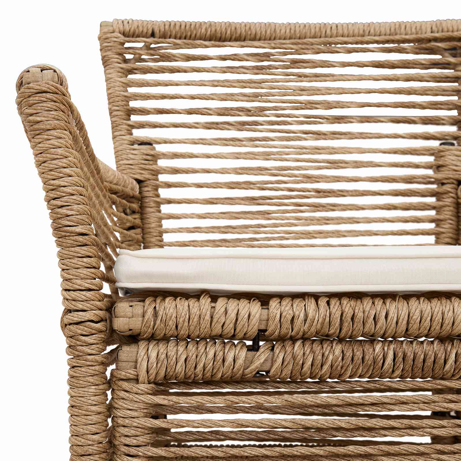 Gartenstuhl mit Kissen 2 pcs Beige und Creme Poly-Rattan