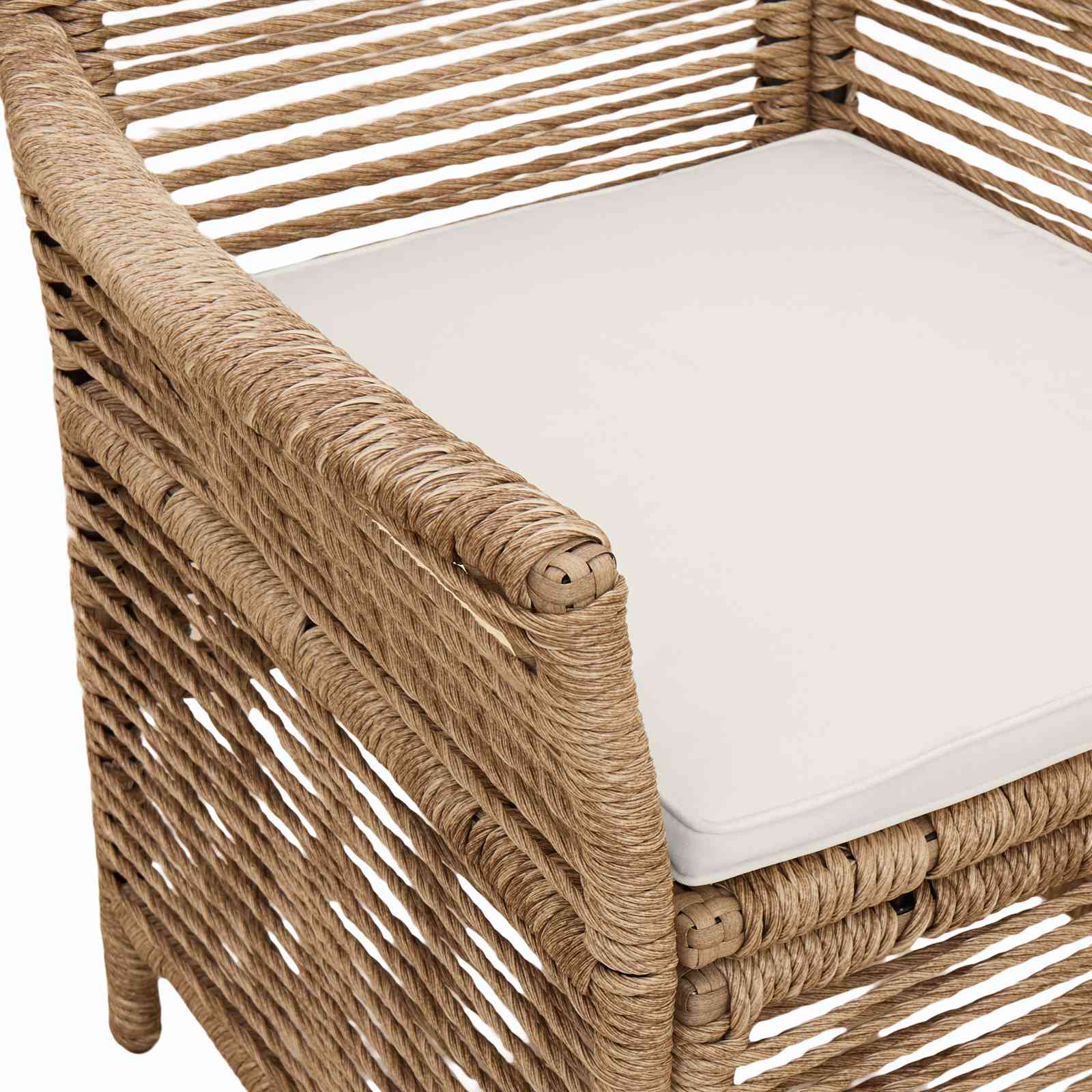 Gartenstuhl mit Kissen 2 pcs Beige und Creme Poly-Rattan