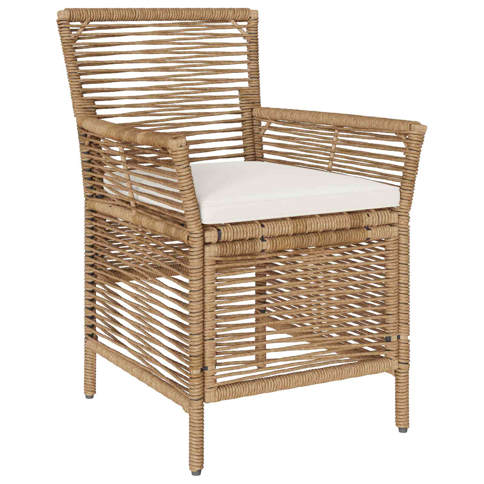 Gartenstuhl mit Kissen 2 pcs Beige und Creme Poly-Rattan