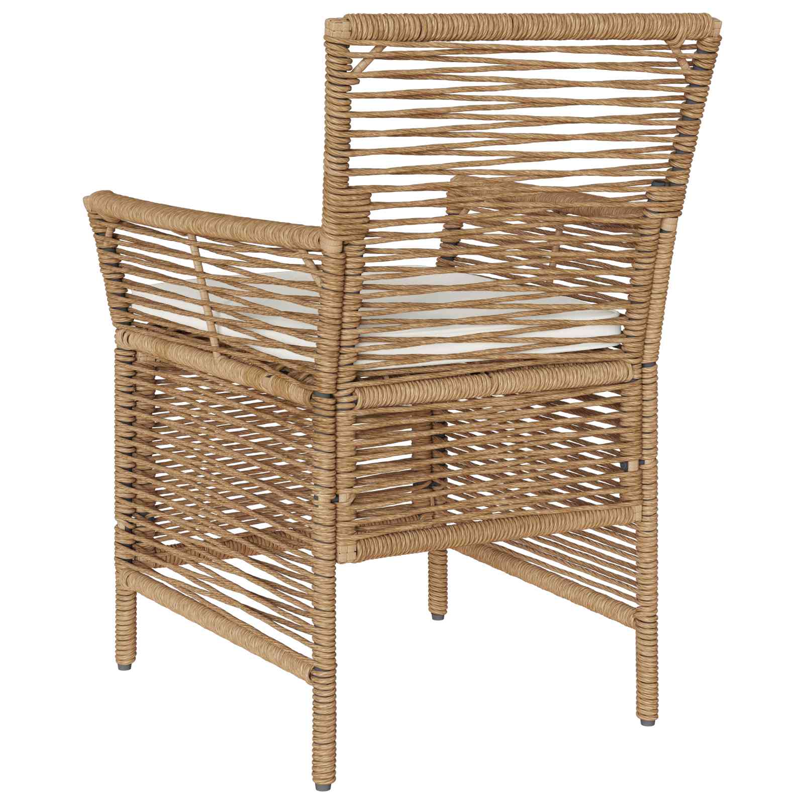 Gartenstuhl mit Kissen 2 pcs Beige und Creme Poly-Rattan