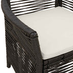 Gartenstuhl mit Kissen 4 pcs Schwarz und Creme Poly-Rattan