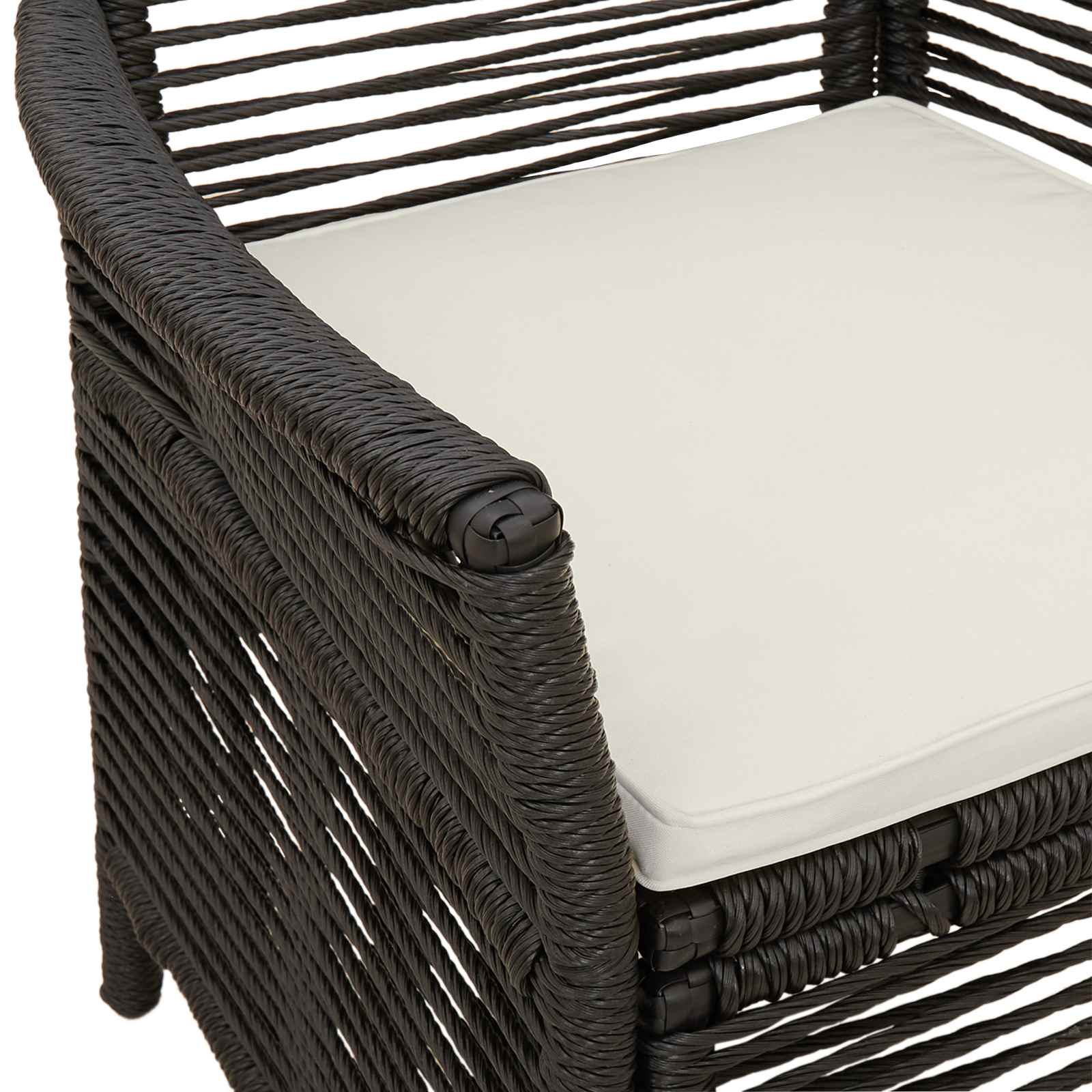 Gartenstuhl mit Kissen 4 pcs Schwarz und Creme Poly-Rattan