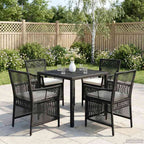 Gartenstuhl mit Kissen 4 pcs Schwarz und Creme Poly-Rattan