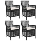 Gartenstuhl mit Kissen 4 pcs Schwarz und Creme Poly-Rattan