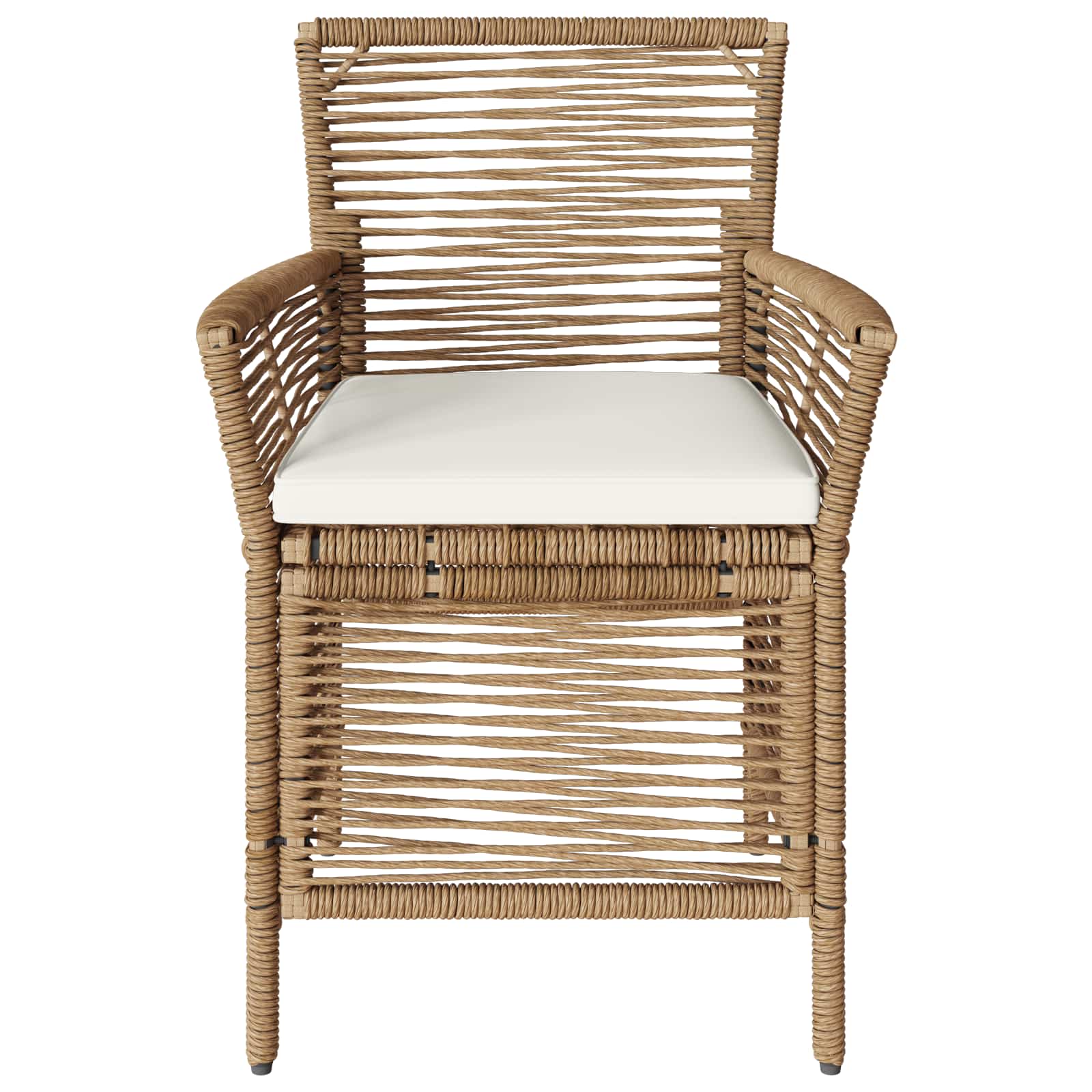 Gartenstuhl mit Kissen 4 pcs Beige und Creme Poly-Rattan