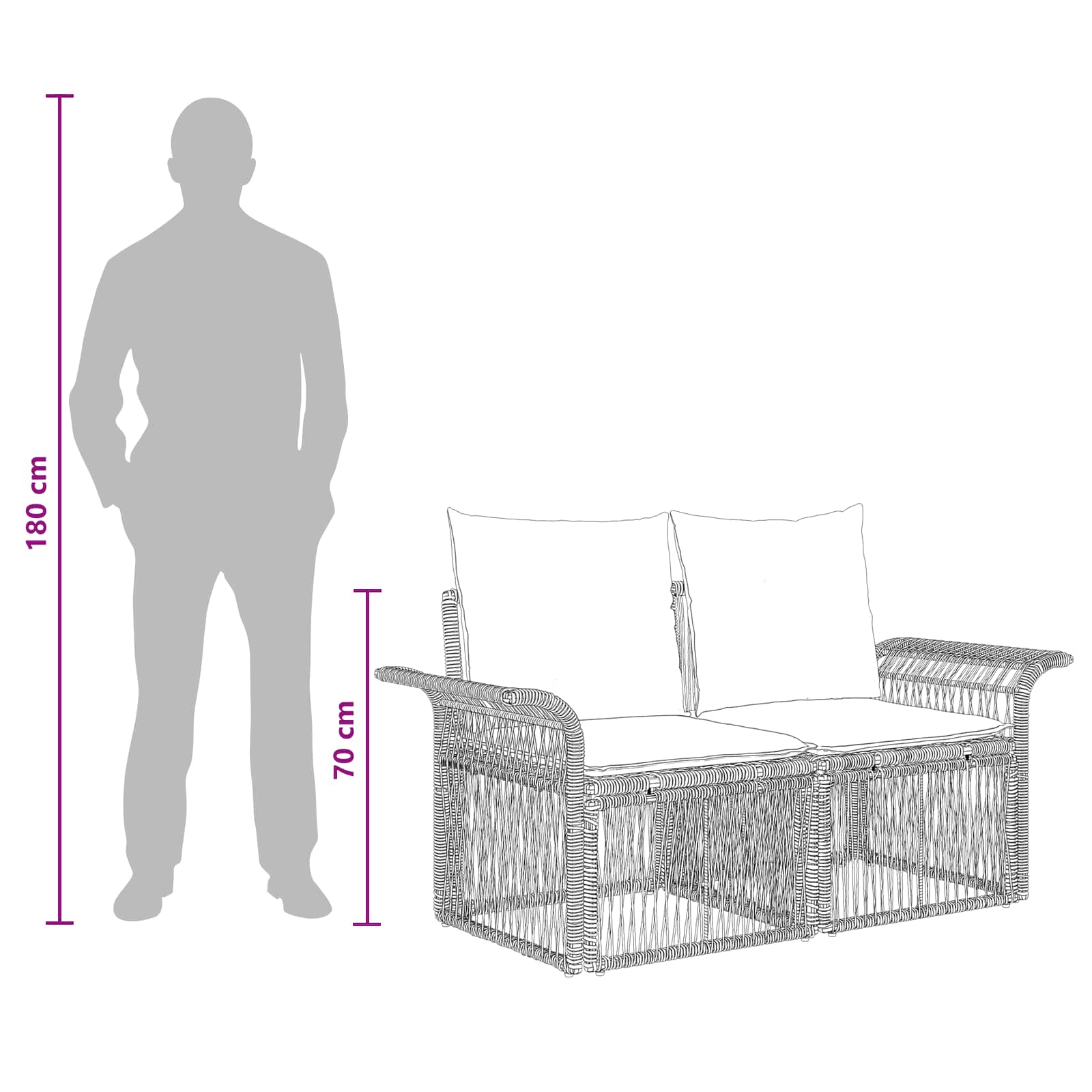 Garten-Sofa 2-Sitzanzahl Beige Poly-Rattan