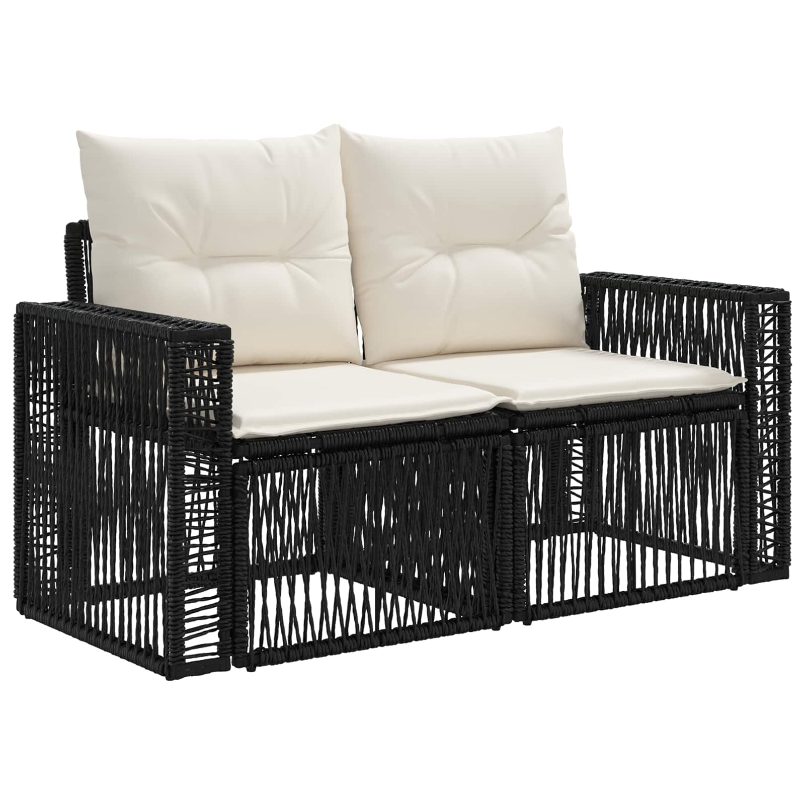 Garten-Sofa 2-Sitzanzahl Schwarz Poly-Rattan