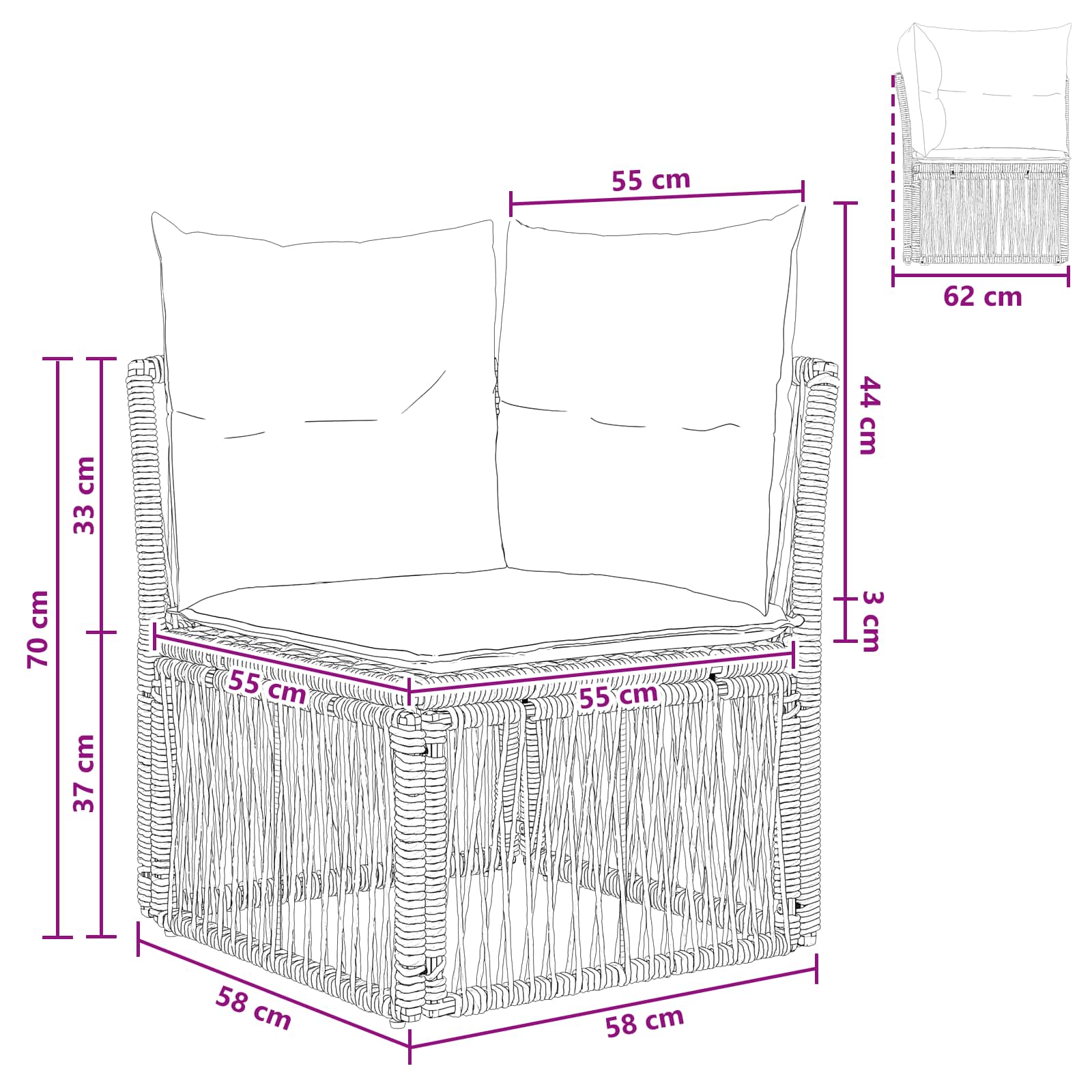 Ecksofa Grau Poly-Rattan