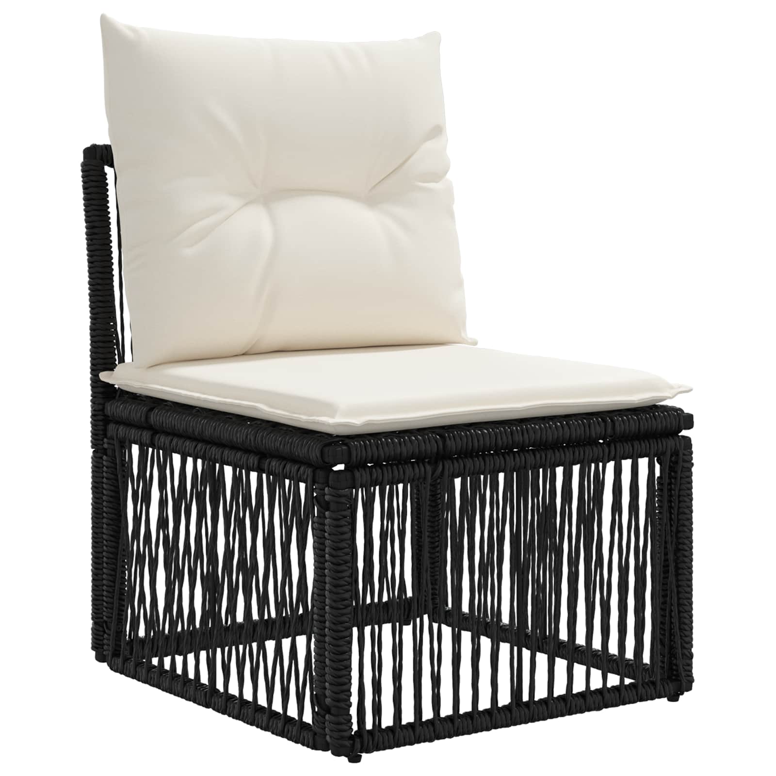 Armfreies Sofa Schwarz Poly-Rattan