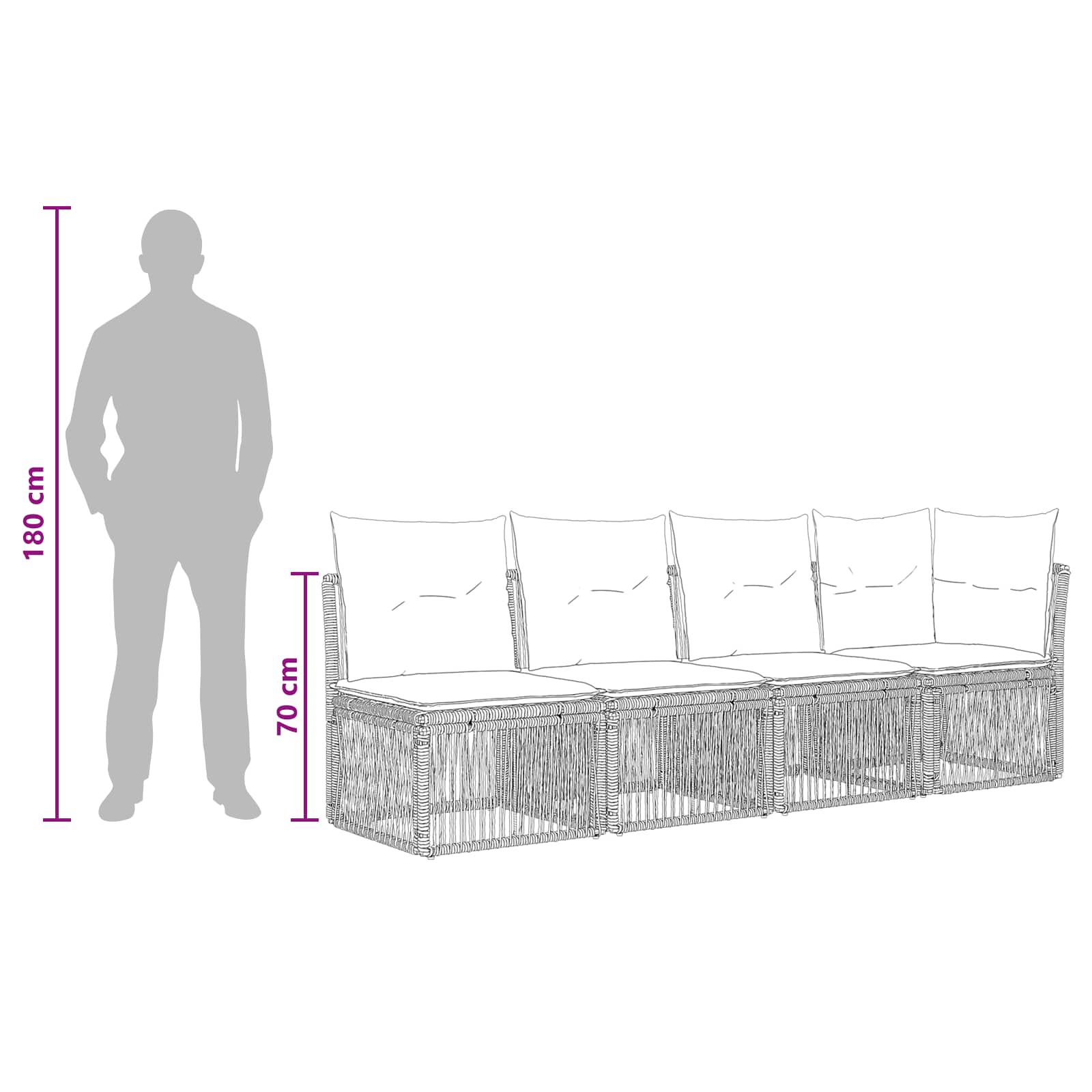 4-Sitzer Sofa mit linker Armlehne 4 pcs 4-Sitzanzahl Grau