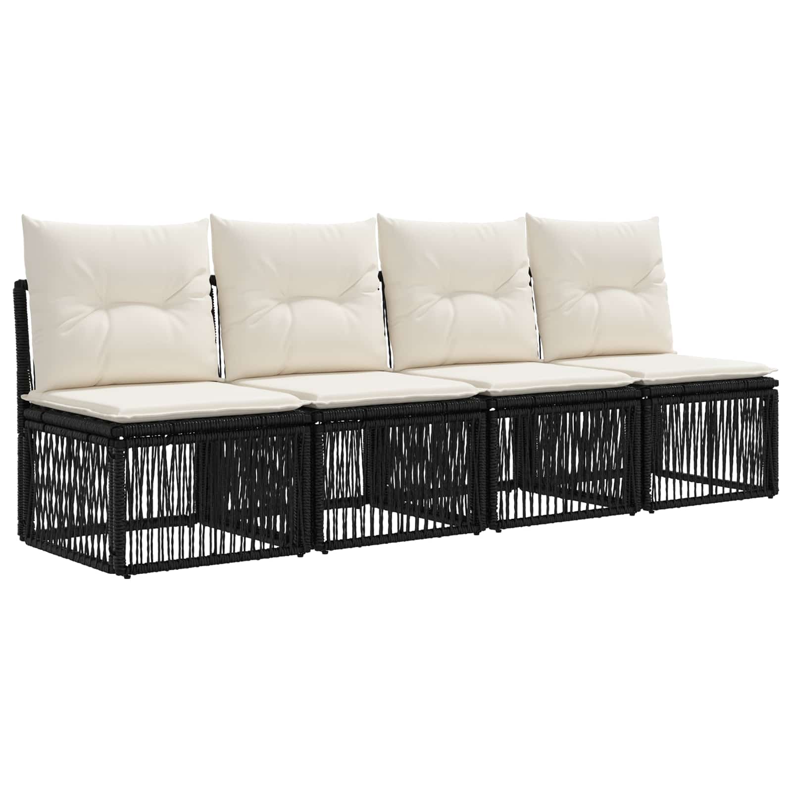 4-Sitzer-Sofa 4 pcs 4-Sitzanzahl Schwarz Poly-Rattan