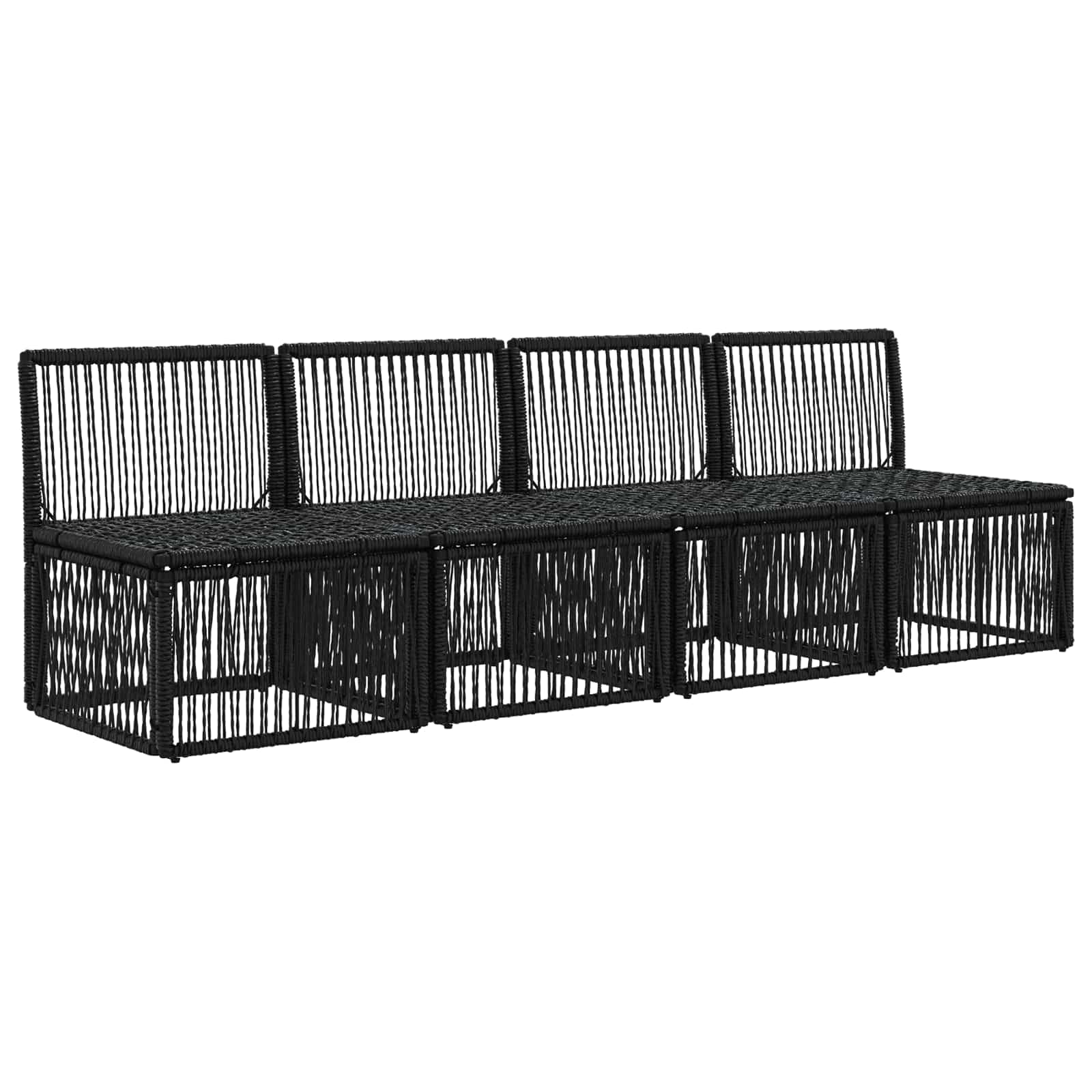 4-Sitzer-Sofa 4 pcs 4-Sitzanzahl Schwarz Poly-Rattan