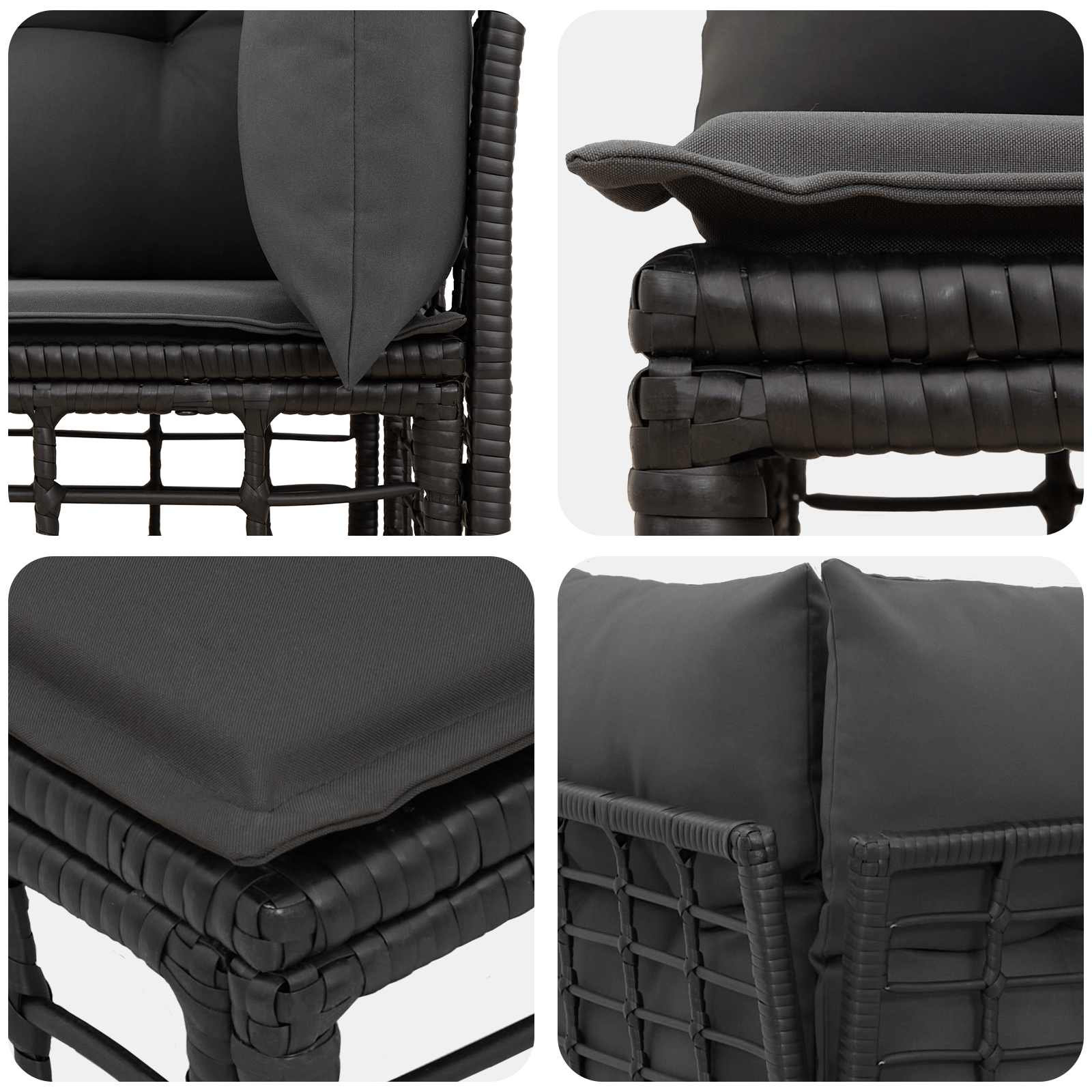 Outdoor-Lounge 2 pcs Schwarz und Dunkelgrau Poly-Rattan