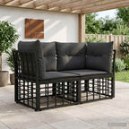 Outdoor-Lounge 2 pcs Schwarz und Dunkelgrau Poly-Rattan
