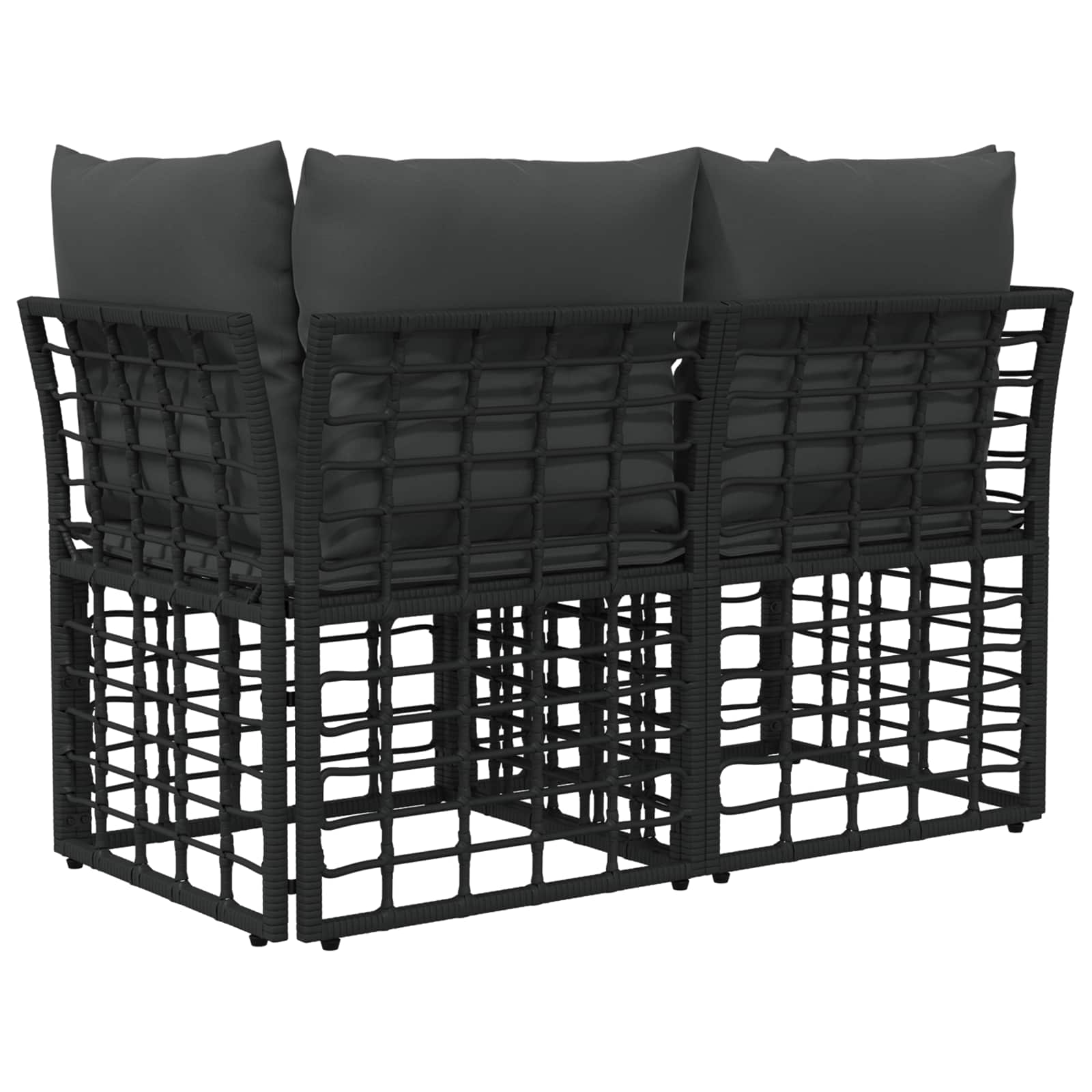 Outdoor-Lounge 2 pcs Schwarz und Dunkelgrau Poly-Rattan